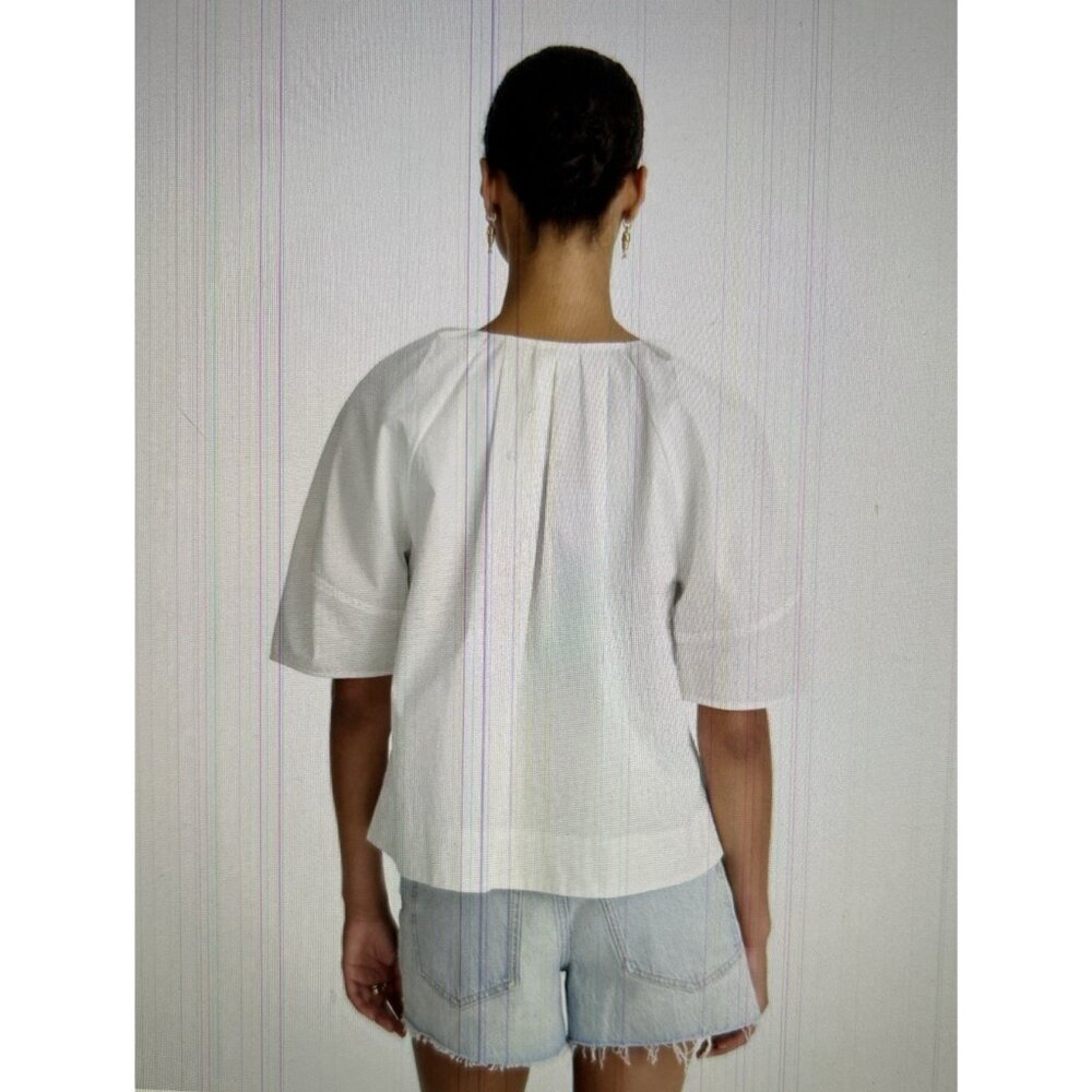 Madewell $98 Womens Short Sleeve Poplin Lace Up Top in White Size S #NW070 - Picture 3 of 12